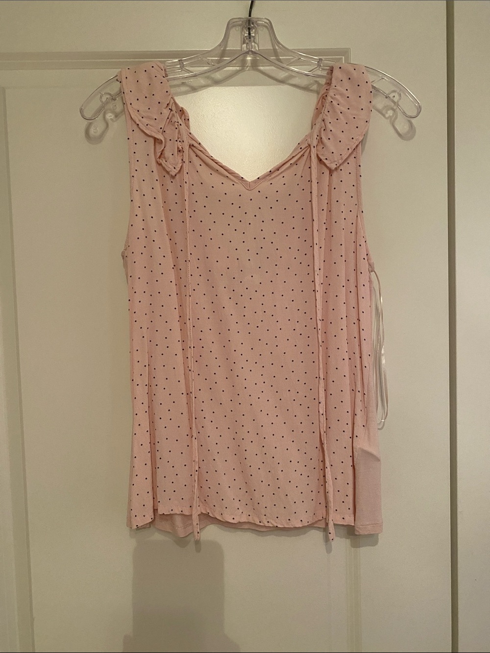 NAF NAF Pink Polka Dot Ruffle-Strap Camisole